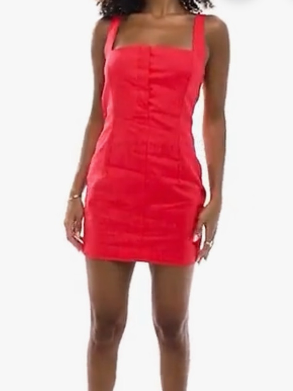Kaiia Womens red tailored square neck sleeveless linen mini dress 6 NWT